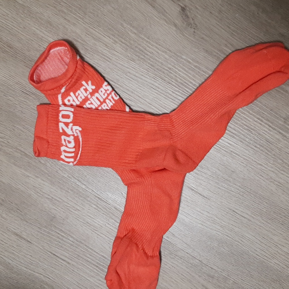 Embroidered Knitted Ribbed Socks In Orange